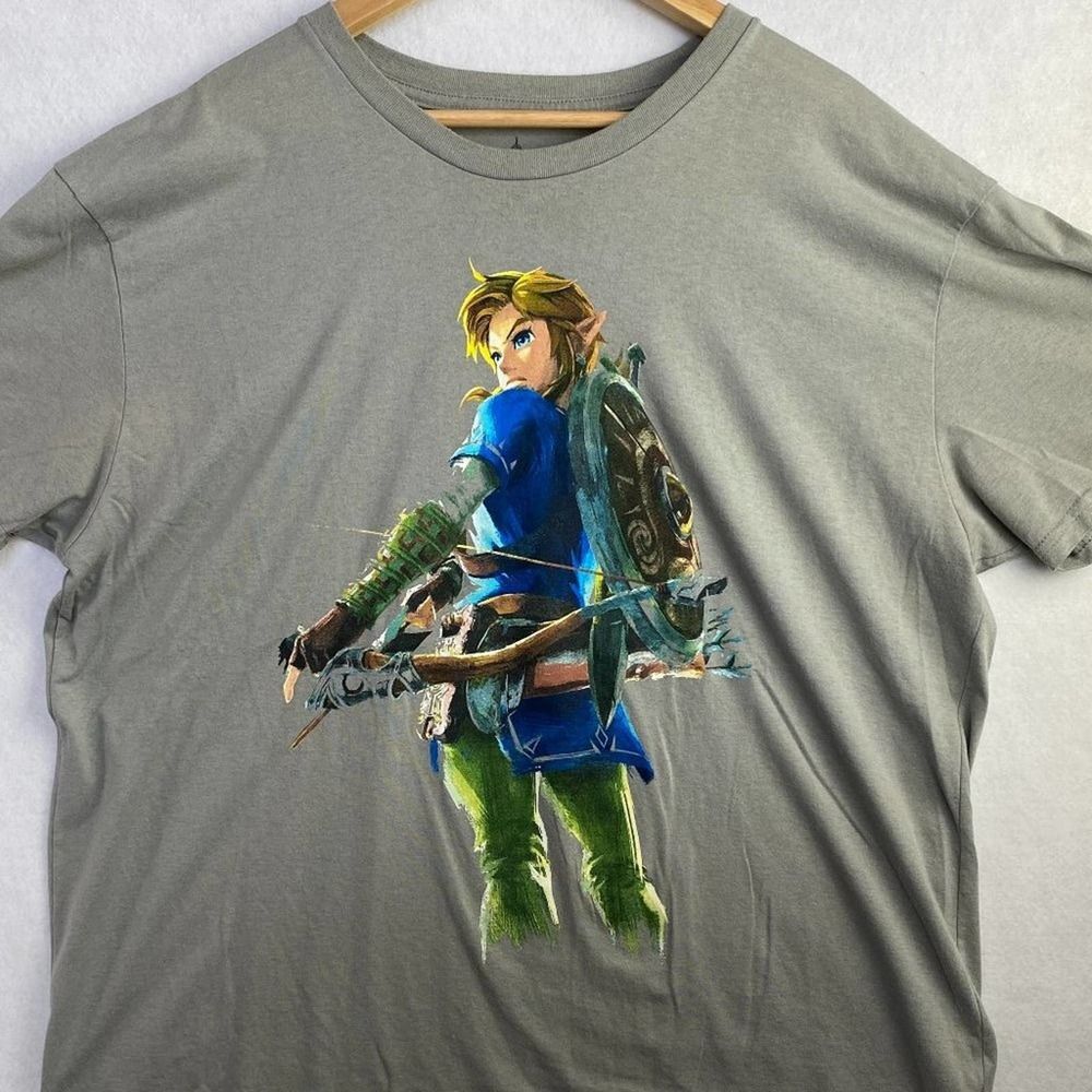 Zelda Breath of the Wild T-Shirt Men's Gray Round Neck Size XXL Short‎ Sleeve